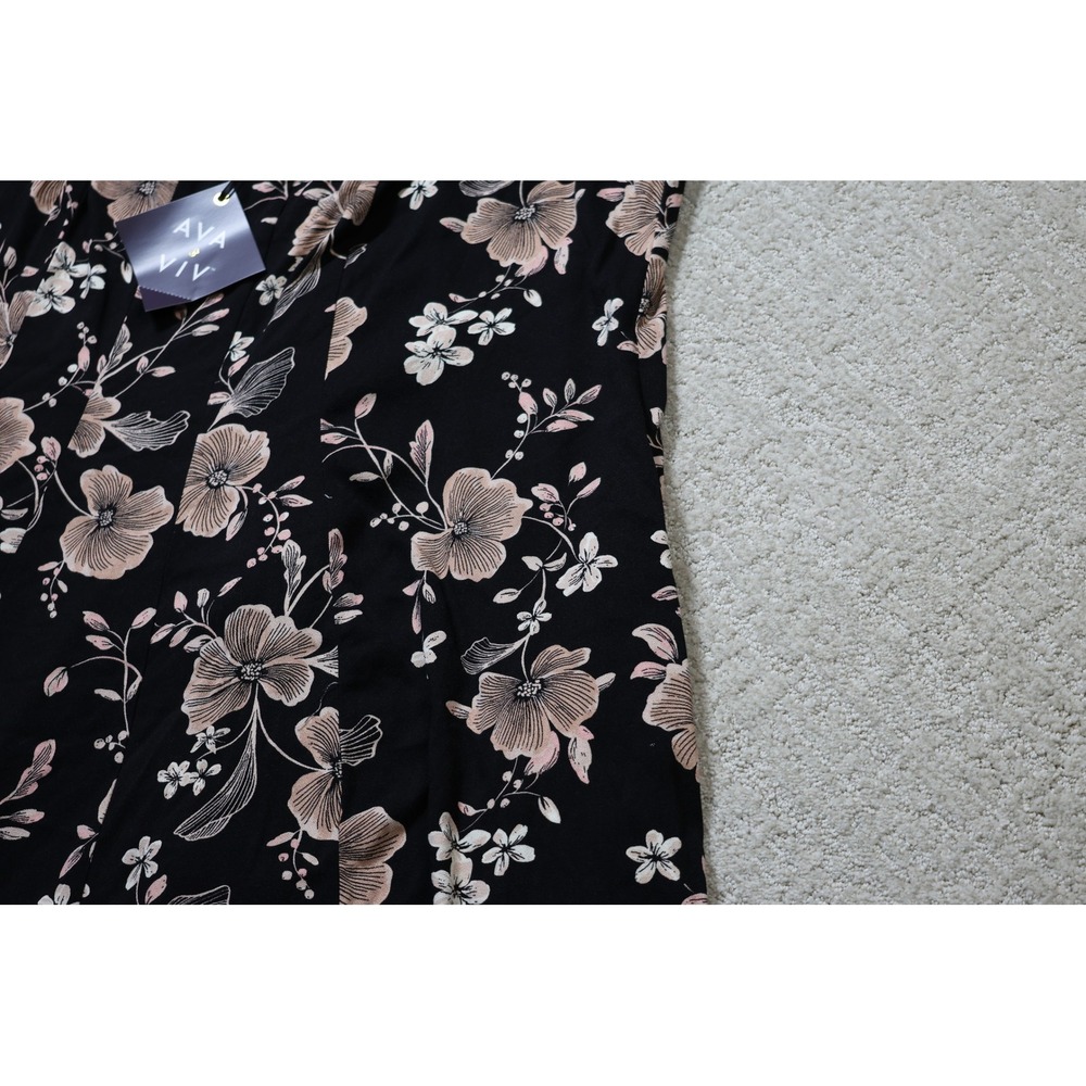 Ava & Viv Womens Black Tan Floral Sleeveless Ruffle Hem Maxi Dress Size 24 NWT - Picture 2 of 7